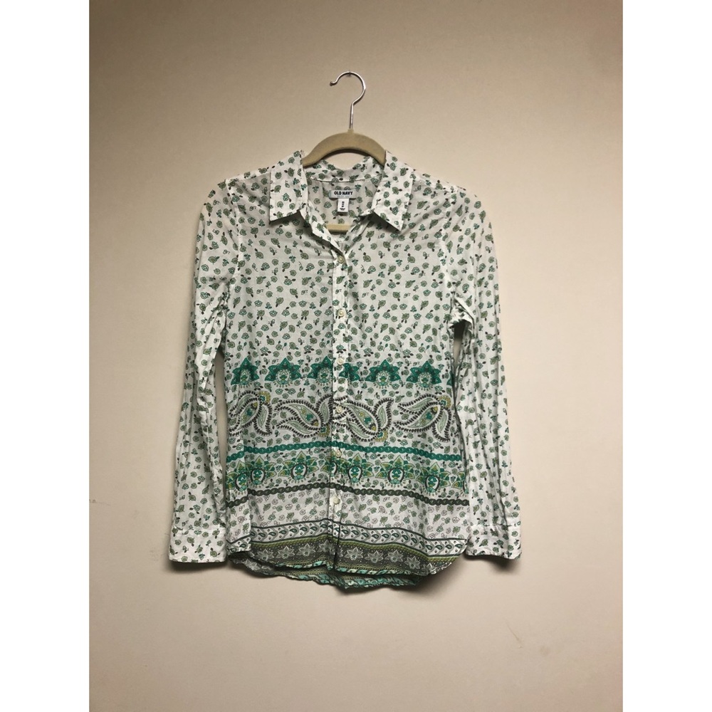 Paisley Print Green Old Navy Button Down Shirt